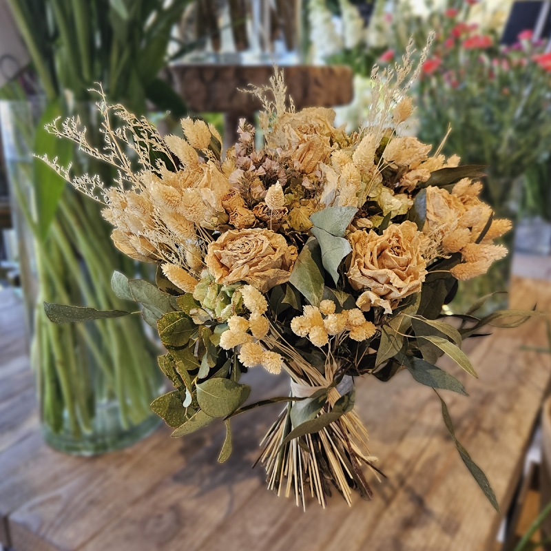 Bouquet séché blanc et crème