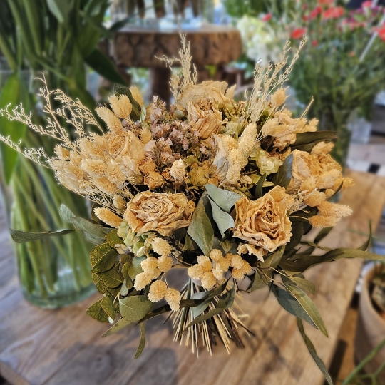 Bouquet séché blanc et crème