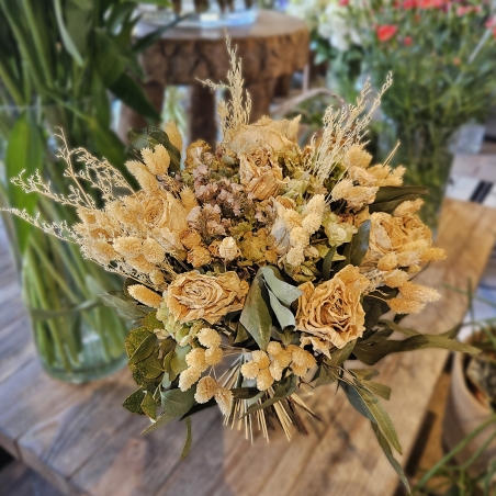 Bouquet séché blanc et crème