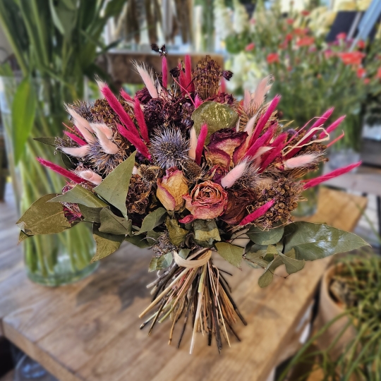 Bouquet séché fuchsia