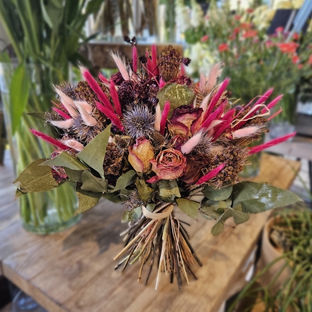 Bouquet séché fuchsia