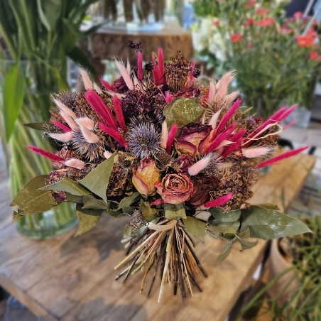 Bouquet séché fuchsia