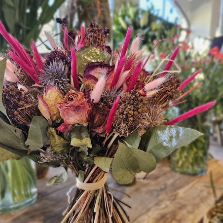 Bouquet séché fuchsia