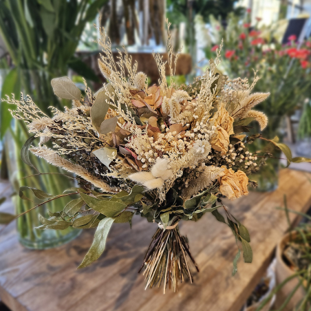Bouquet séché blanc lin