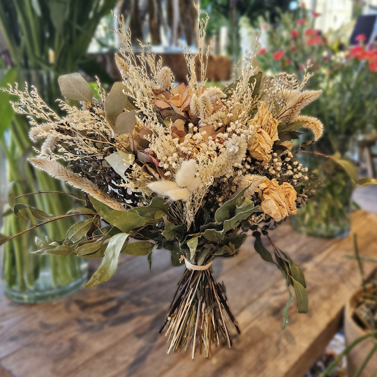 Bouquet séché blanc lin