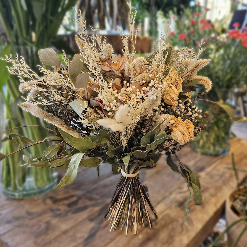 Bouquet séché blanc lin