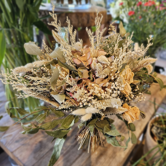 Bouquet séché blanc lin