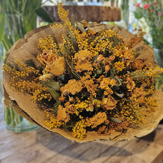 Bouquet séché jaune vert
