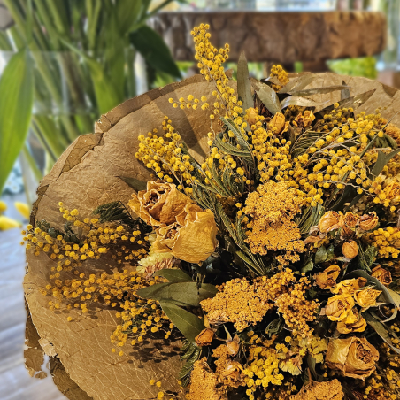 Bouquet séché jaune vert
