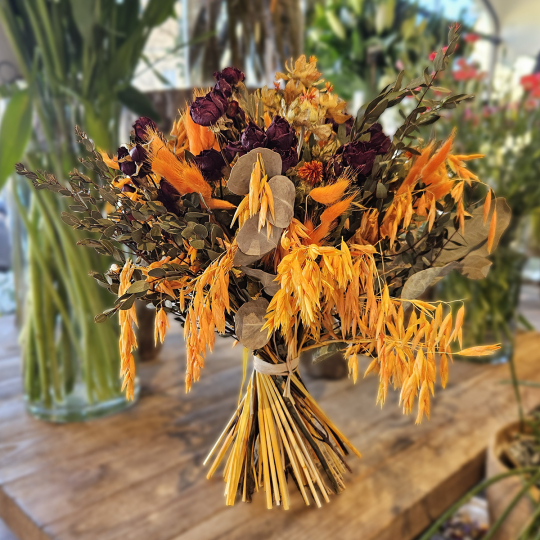 Bouquet séché orange pourpre