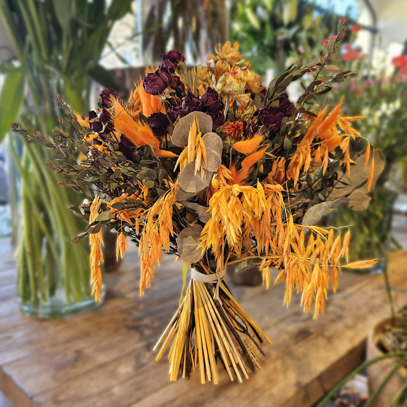 Bouquet séché orange pourpre