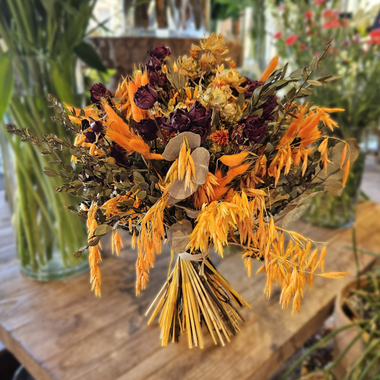 Bouquet séché orange pourpre