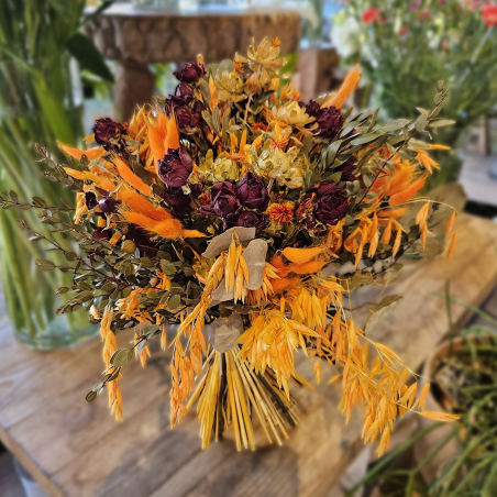 Bouquet séché orange pourpre