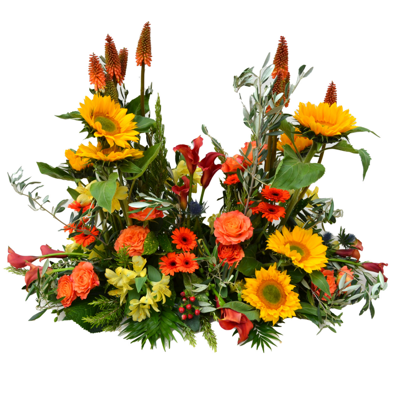 Devant de cercueil jaune orange