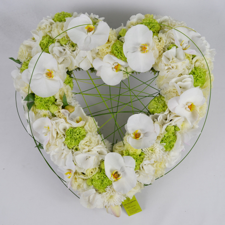 Coeur évidé blanc et vert