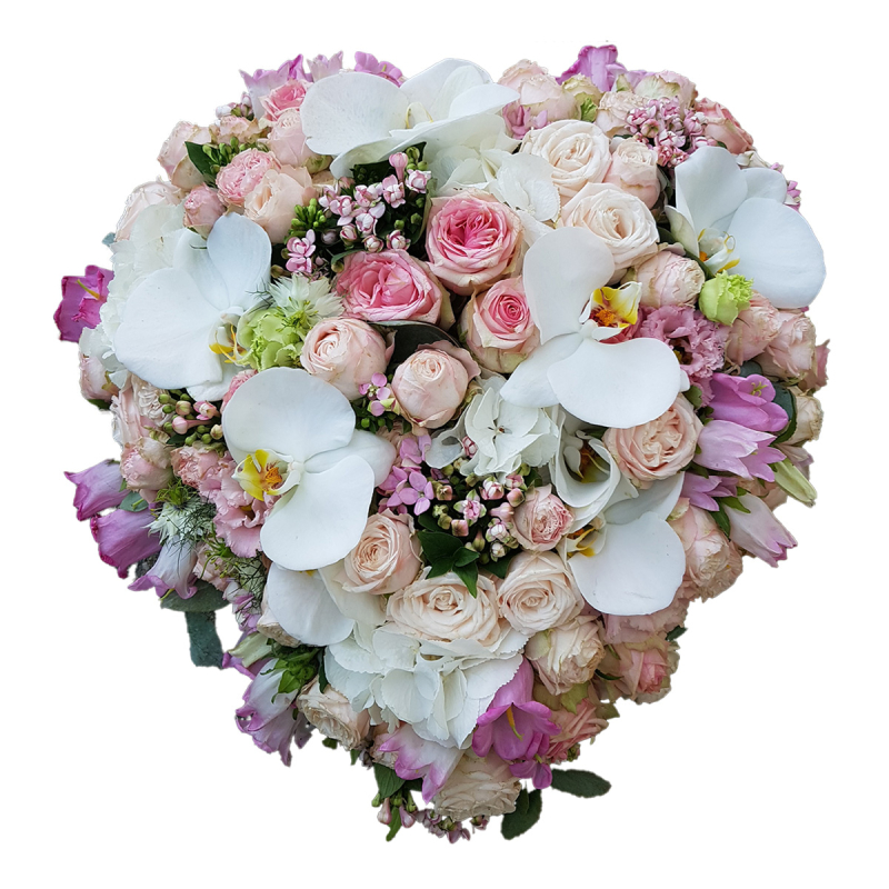 Coeur plein rose et blanc